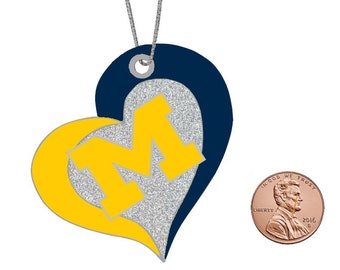 UNIVERSITY of MICHIGAN Lg Swirl Heart Christmas Ornament