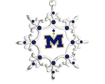 University of Michigan Rhinestone Snowflake Christmas Ornament