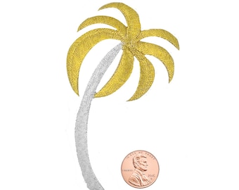 PALM TREE GOLD and Silver Applique Iron-on Patch