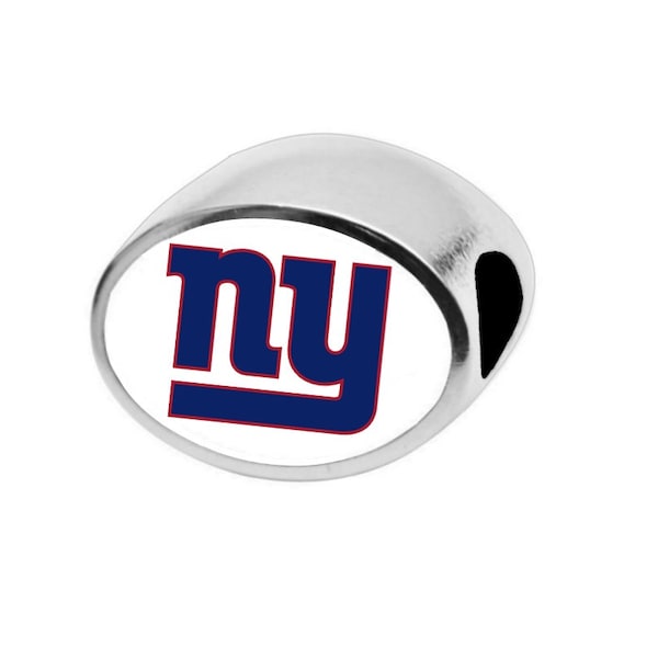 NY GIANTS White Bead Fits Compatible With Pandora Style Bracelets