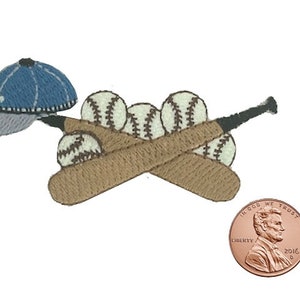 BASEBALL BAT and Baseballs Applique Iron-on Patch