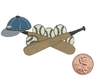 BASEBALL BAT and Baseballs Applique Iron-on Patch