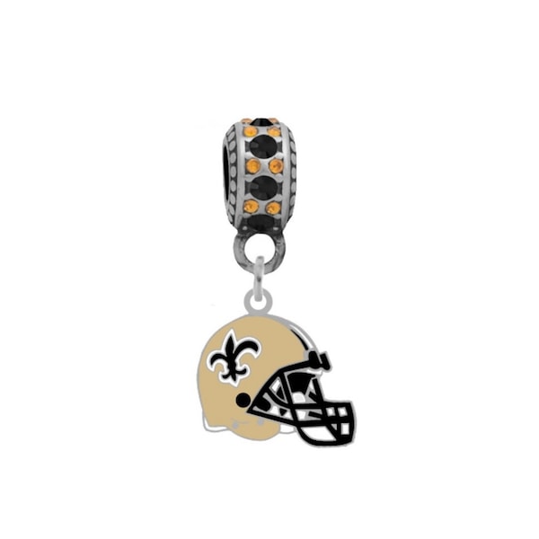 NEW ORLEANS SAINTS Helmet Charm Compatible With Pandora Style Bracelets. Can also be worn as a necklace (Included.)