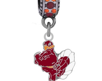 VIRGINIA TECH HOKIE Logo Charm Compatible With Pandora Style Bracelets