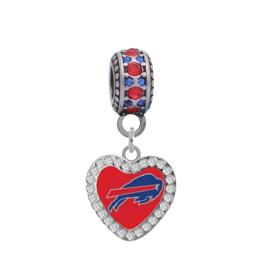 BUFFALO BILLS CRYSTAL Heart Charm Compatible With Pandora Style