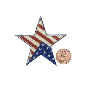 AMERICAN FLAG STAR Small Acrylic Bead Applique Iron-on Patch