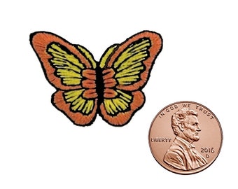 ORANGE and YELLOW BUTTERFLY Applique Iron-on Patch