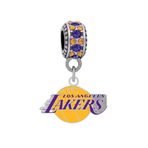 LOS ANGELES LAKERS Logo Charm Fits Large Hole European Style Bracelets