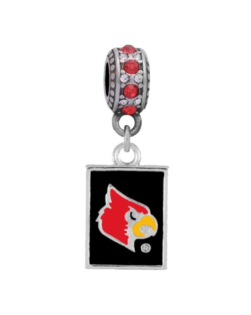UNIVERSITY of LOUISVILLE Red Button Crystal Charm Compatible