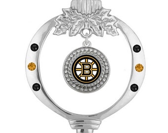 BOSTON BRUINS Round Crystal Christmas Ornament