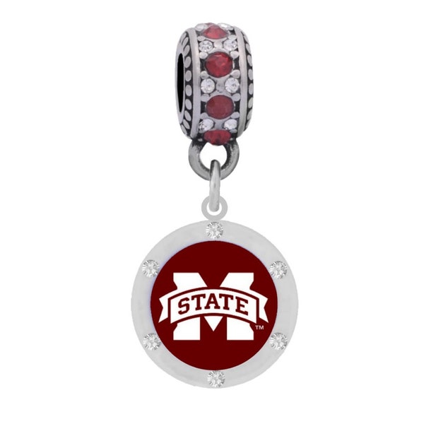 MISSISIPPI STATE CRYSTAL Charm Compatible with Pandora Style Bracelets