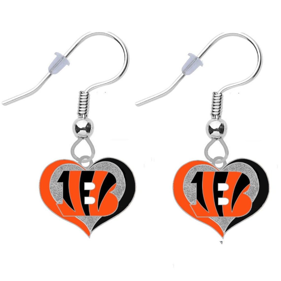 CINCINNATI BENGALS SWIRL Heart Earrings Etsy