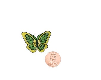 Gele en groene vlinder applicatie strijkpatch