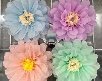 Flores de papel de seda: Decoraciones de 10 pulgadas en colores personalizados