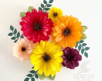 Yellow & Orange Tissue Paper Flower Set: Wedding Backdrop Decor