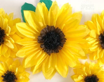 Sunflowers set of 5 or 7 tissue paper 19, 14 and 10 inches party decorations wedding backdrop