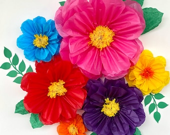 6 XL, Large, M, S fiesta paper flowers, wedding backdrop, wall decorations , tissue paper poms, birthday decor