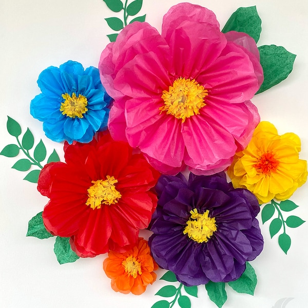 6 XL, Large, M, S fiesta paper flowers, wedding backdrop, wall decorations , moana flowers, birthday decor