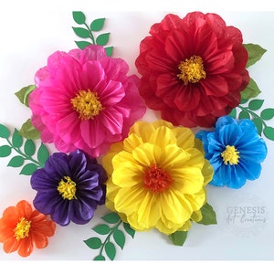 6 large, medium, small fiesta paper flowers, wedding backdrop, wall decorations , moana flowers, birthday decor