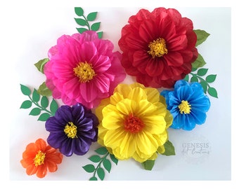 Set de flores de papel de seda para fiestas: decoraciones coloridas para fiestas