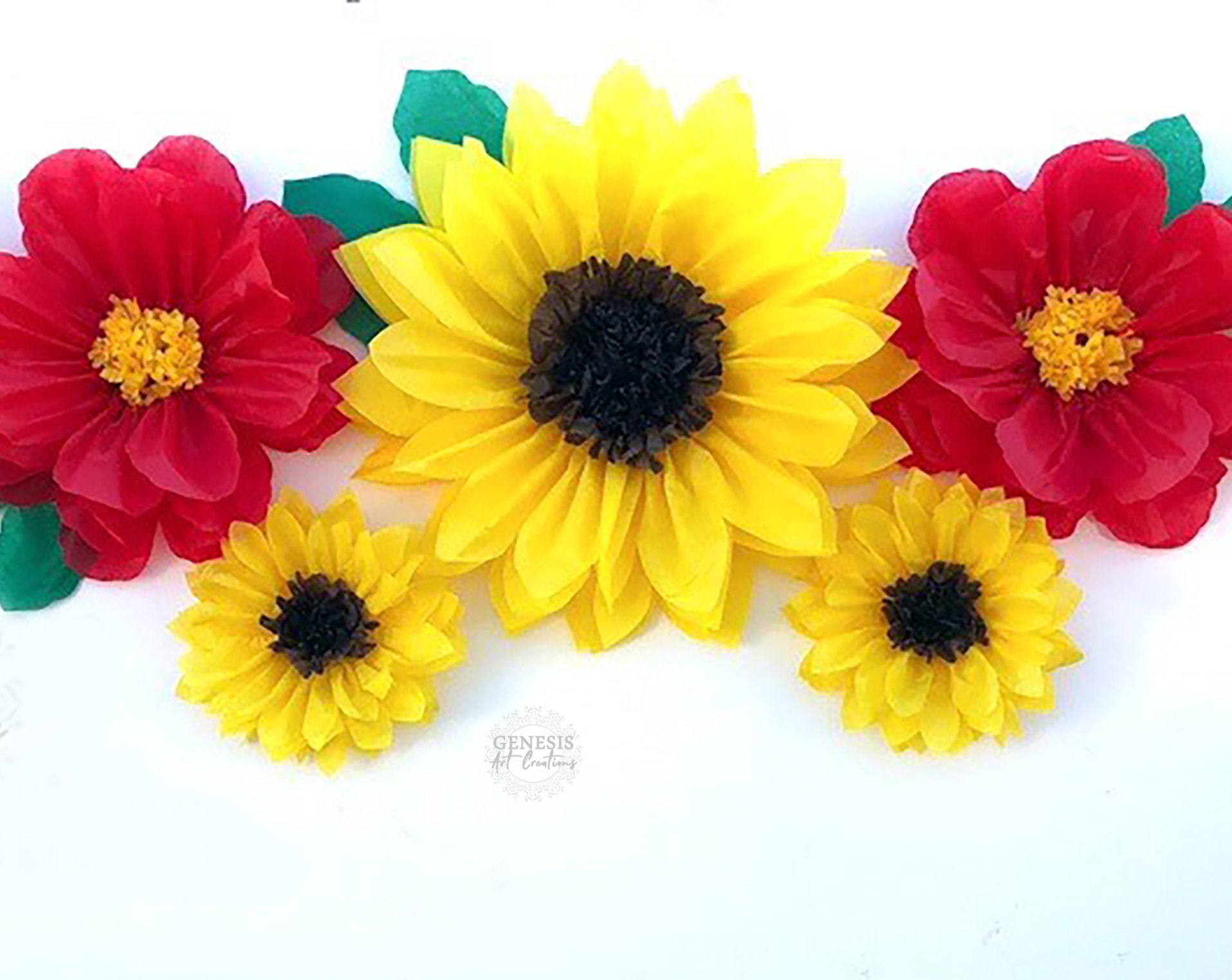Giant Self Standing Italian Crepe Paper Sunflower Photo Backdrops Parties  and Events 