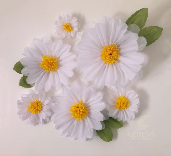 6 Giant Large Tissue Paper Flowers White Daisies Wedding Etsy