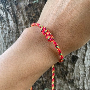 PATTAYA Thai Buddhist Braided Fibre Wristband Bracelet Monk Blessed Friendship Fair Trade Handmade adjustable Red #9