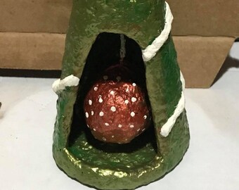 Unique, One of A Kind, Paper Mache Christmas Tree with Ornament INSIDE of Tree