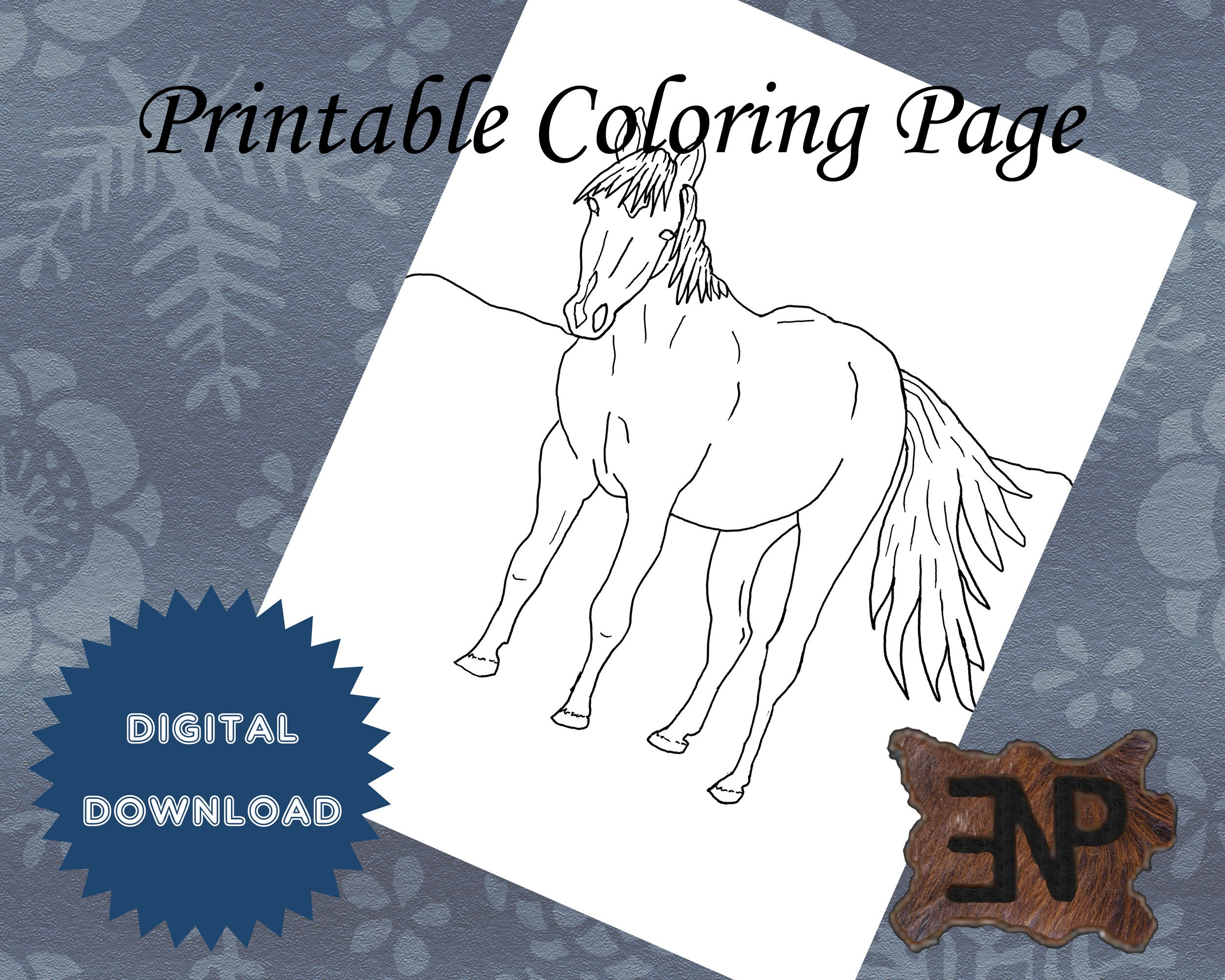 Printable Horse Coloring Page Instant Digital Download Tinka Horse