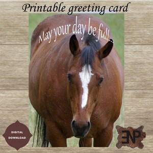Carte d'anniversaire imprimable en téléchargement numérique instantané Easy Keeper Horse - 3 tailles de carte incluses dans des fichiers JPG