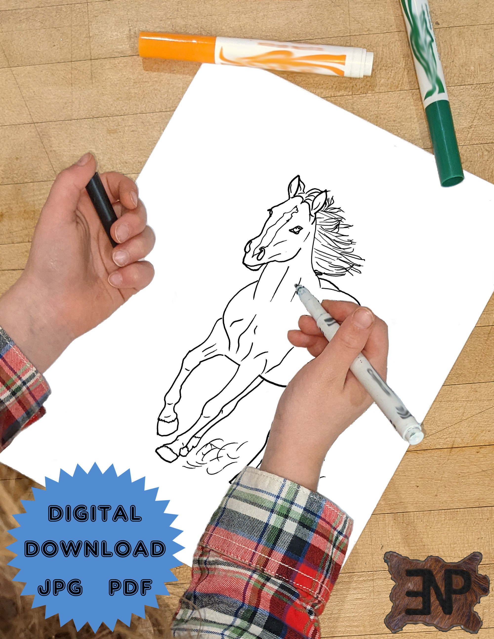 Printable Horse Coloring Page - Instant Digital Download - Buttercup ...