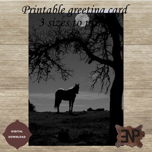 Carte de correspondance imprimable Silhouette clair de lune - 3 tailles de carte incluses dans les fichiers JPG
