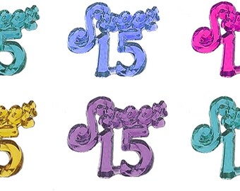 144 Sweet 15 mini charm ornaments capias craft accessories embellishments  1.25 x 1 inch