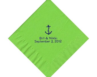 50 Anchor logo beverage cocktail personalized napkins wedding engagement anniversary birthday holiday special event