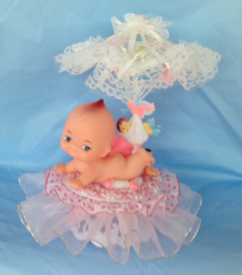Pink accent Kewpie PVC doll cake top baby shower birthday Etsy