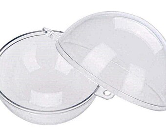 2 Clear Plastic Ball fillable Ornament favor 3.0" 80mm