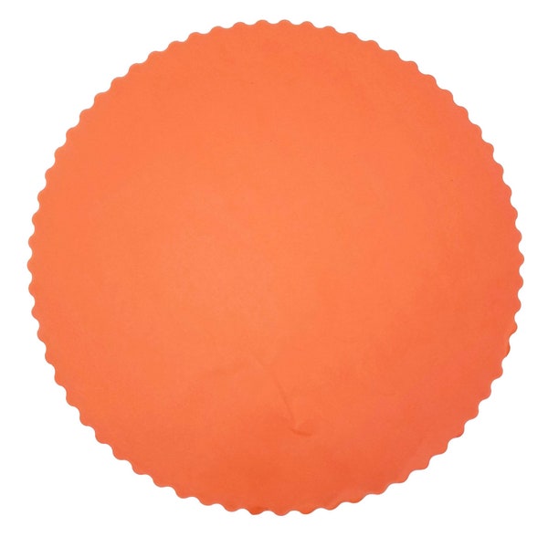 24 pcs - 14 inch diameter Orange round paper placemats  scalloped -  24# paper