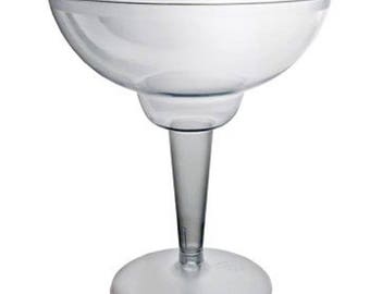 10 Count Hard Plastic Two-Piece Margarita Glasses, 12-Ounce, Clear