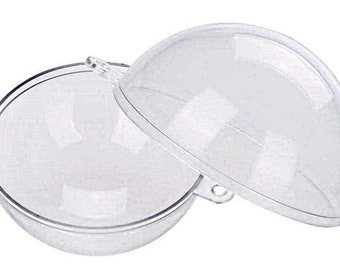 2 Clear Plastic Ball fillable Ornament favor  2.5" 70mm