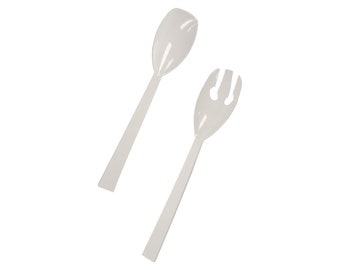 Hartplastik 9-1/2 "zweiteiliges Servierutensilien-Set mit Gabeln / Löffeln, Weiß, 2 Set-Count