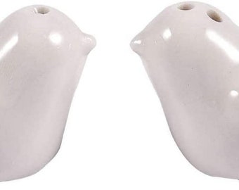 2 sets of miniature 2.5 inch long x 1 inch tall  Love Birds Doves Salt and Pepper Shakers, Ceramic Sets Wedding  (White/2Sets)