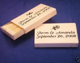 50 Personalized white or black cover jacket wooden matches in cardboard box matches