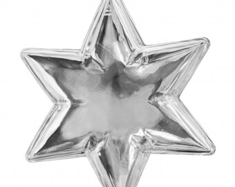 2 Clear Plastic Ball 6 point STAR fillable Ornament favor 4" 100MM