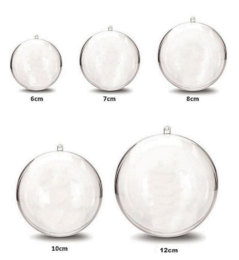 5 Clear Plastic Ball Fillable Ornaments 1 Each 5 Sizes Etsy
