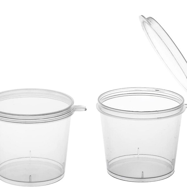 Leak Proof Plastic 1 oz. Portion Cups With Hinged Lids Clear - 100 Ct.