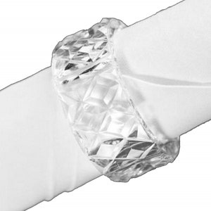 12 Crystal Cut Glass Look Plastic Napkin Rings Fun and Elegant 2" in Diameter