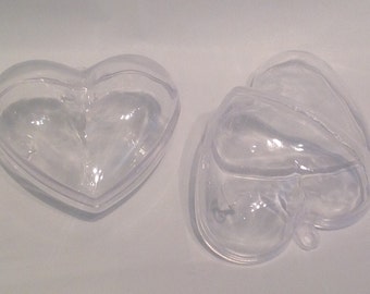 12 Clear Plastic Ball HEART SHAPED fillable Ornament favor 2.5" 60mm