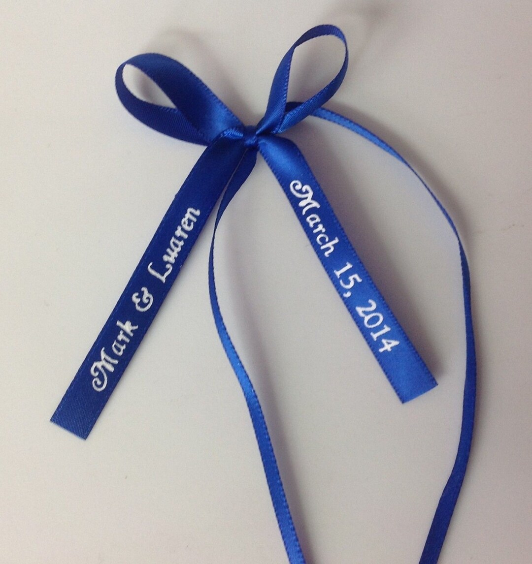 50 Made Bows 5/8 Personalized Ribbon Satin Straight Edge Party Wedding Baby Shower Favor Etsy