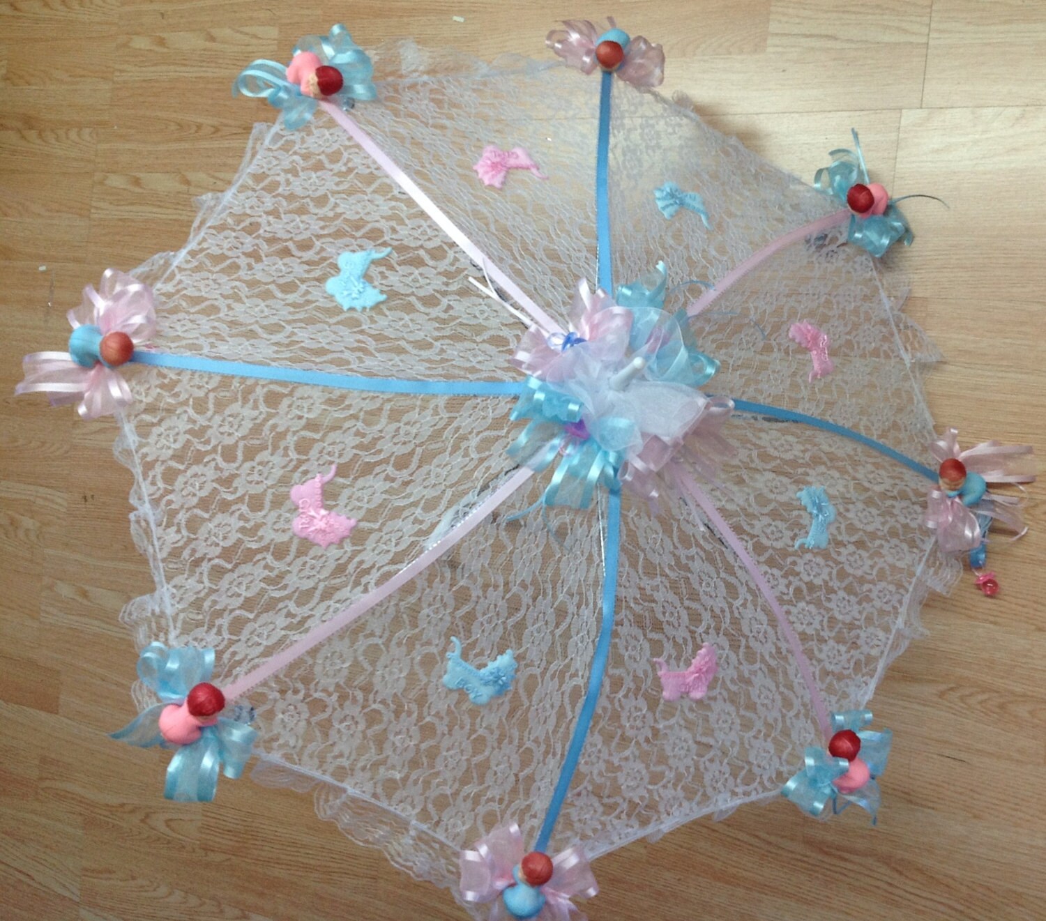 32 White Lace Baby Shower Umbrella Pink and Blue Ribbons and Babies - Etsy  Hong Kong