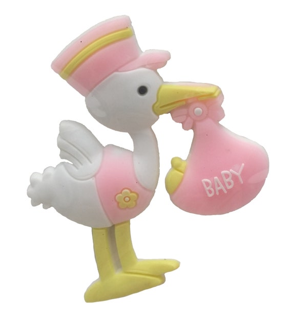12 Flexible Pink Stork Baby Shower Favors Appliques 4 Pk Of Etsy